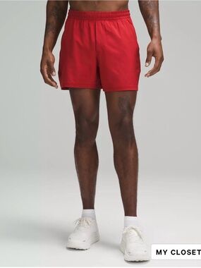 Men's LULULEMON Red Athletic Shorts - Pace Breaker Lined Short 5”